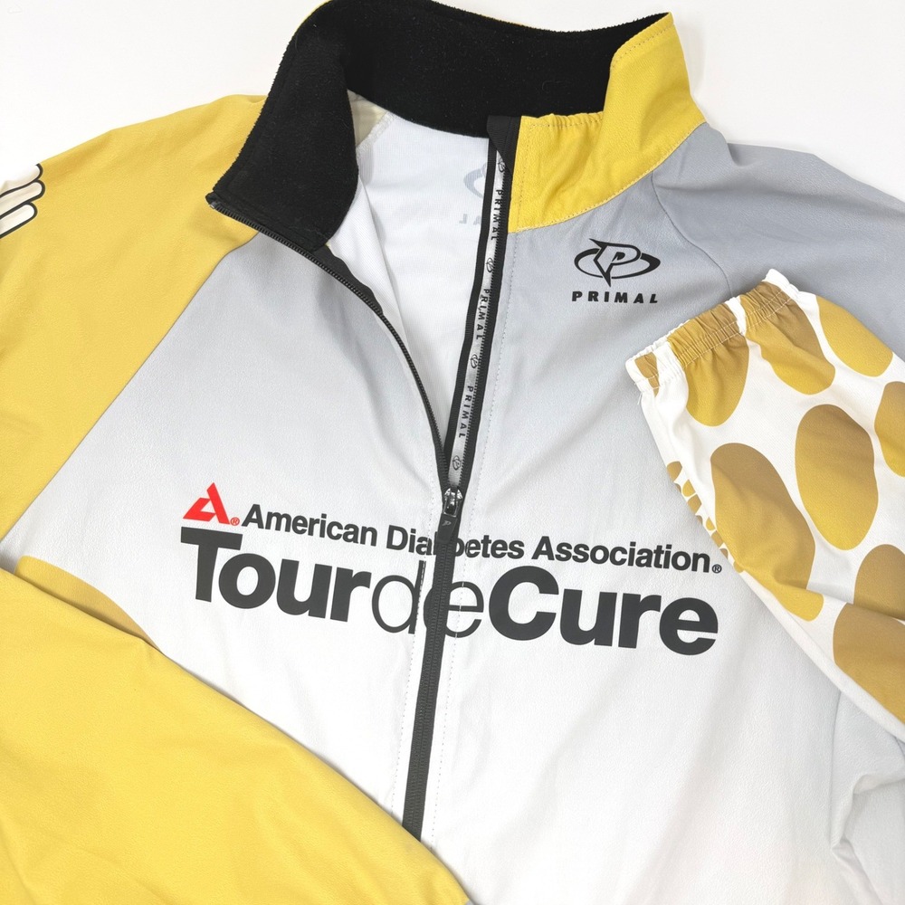 Primal Wear Mens Tour de Cure Cycling Windbreaker Jacket Yellow White Large